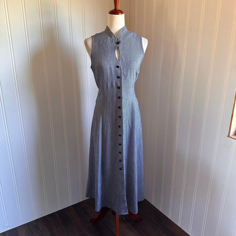 Vintage 90s Twee Gingham Maxi Dress M